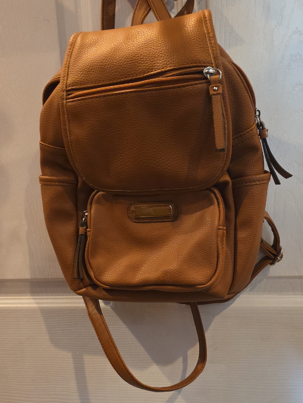 Vintage Tan Leather-look Men's Backpack - Stylish Everyday Carry